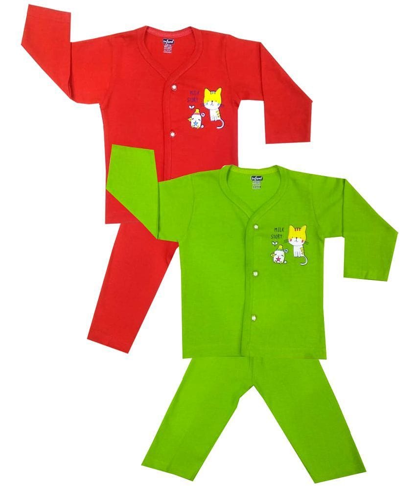 INFANT Cotton Full sleeve Stylish Top & Pant Baby Boys & Baby Girls Casual Dress multicolor (Pack of 2) - None