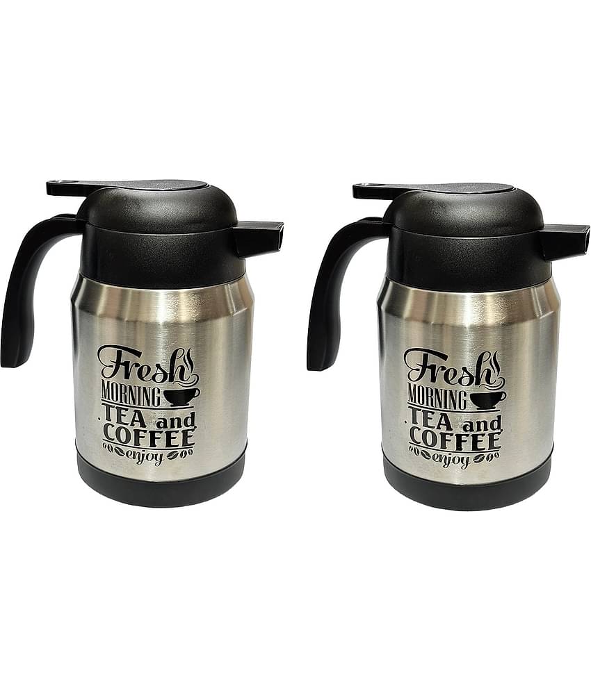 Dynore 2 Carafe 1000 ml Silver Steel Flask ( 1000 ml )