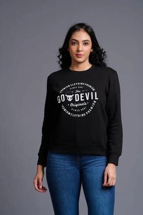 Go Devil Originals Printed Black Sweatshirt for Women S