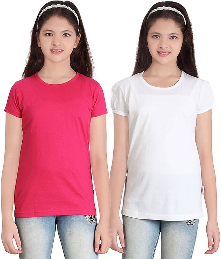 Sini Mini Pack of 2 Girls 100% Cotton T-Shirts ( Blue )