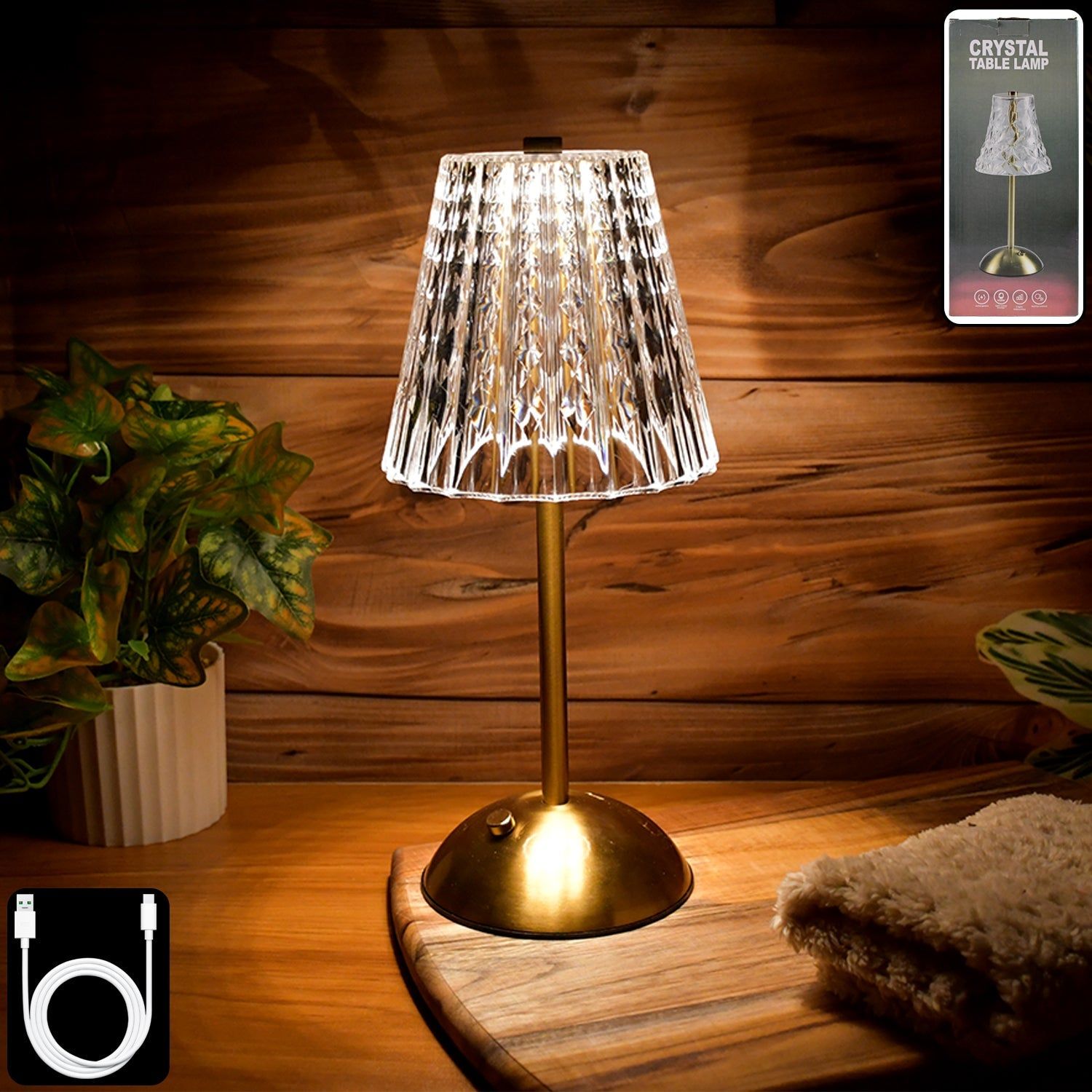 Premium Elegant Shade Crystal Table Lamp (1 Pc)