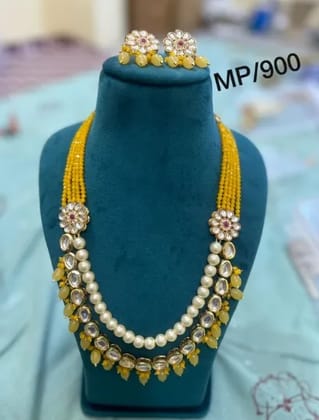 Kundan beads long necklace