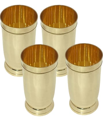 A & H ENTERPRISES - Plain Heavy Water Brass Glasses Set 250 ml ( Pack of 4 )