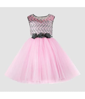 9stiches - Pink Net Baby Girl Frock ( Pack of 1 )