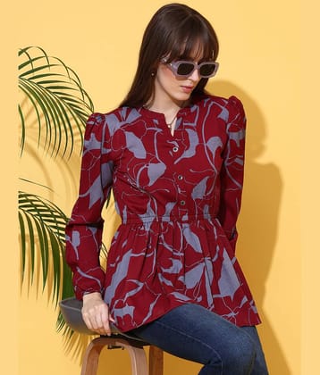 Sheetal associates Women's Crepe Peplum Top ( Maroon )