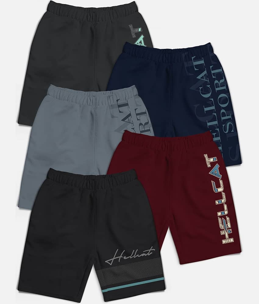 HELLCAT Pack of 5 Cotton Blend Shorts For Boys ( Multicolor )