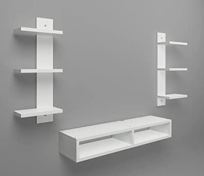DAS Harries TV Entertainment Unit Stand Set TOP Box Stand with Shelves and Display Rack Frosty White Small- Ideal for UP to 32 INCH Screen