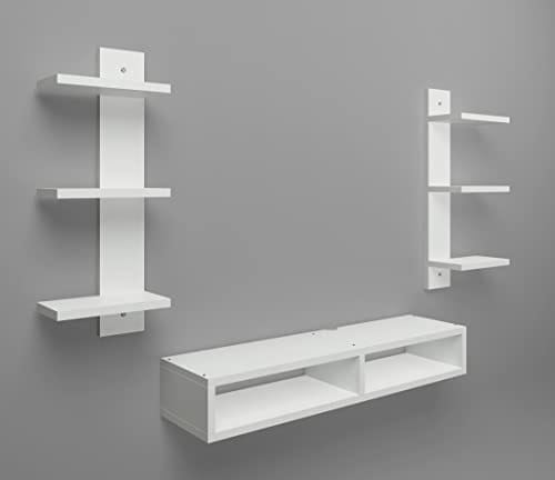 DAS Harries TV Entertainment Unit Stand Set TOP Box Stand with Shelves and Display Rack Frosty White Small- Ideal for UP to 32 INCH Screen