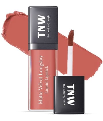 TNW - The Natural Wash Matte Velvet Longtay Liquid Lipstick(08) Pretty Peach, Peachy Nude, 5Ml