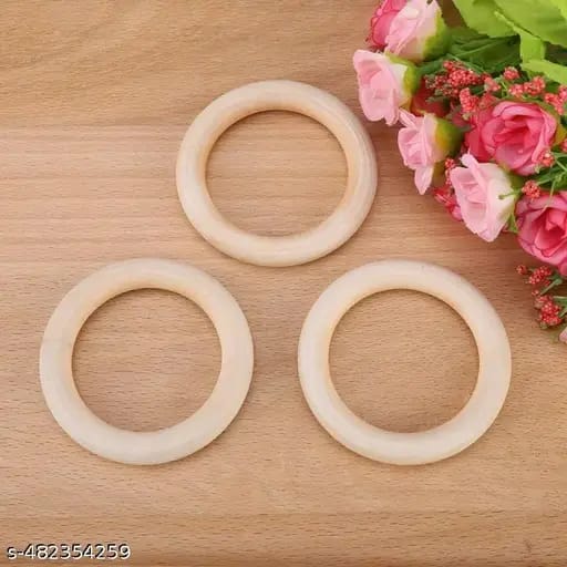 Teether Wood Organic, Crafts Bite Circle Wooden Rings Teething Toys Smooth Pack of 3 ( Size 3inch)