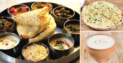 2 x Gobi Parantha, 2 x Sweet Lassi, 2 x Veg Thali