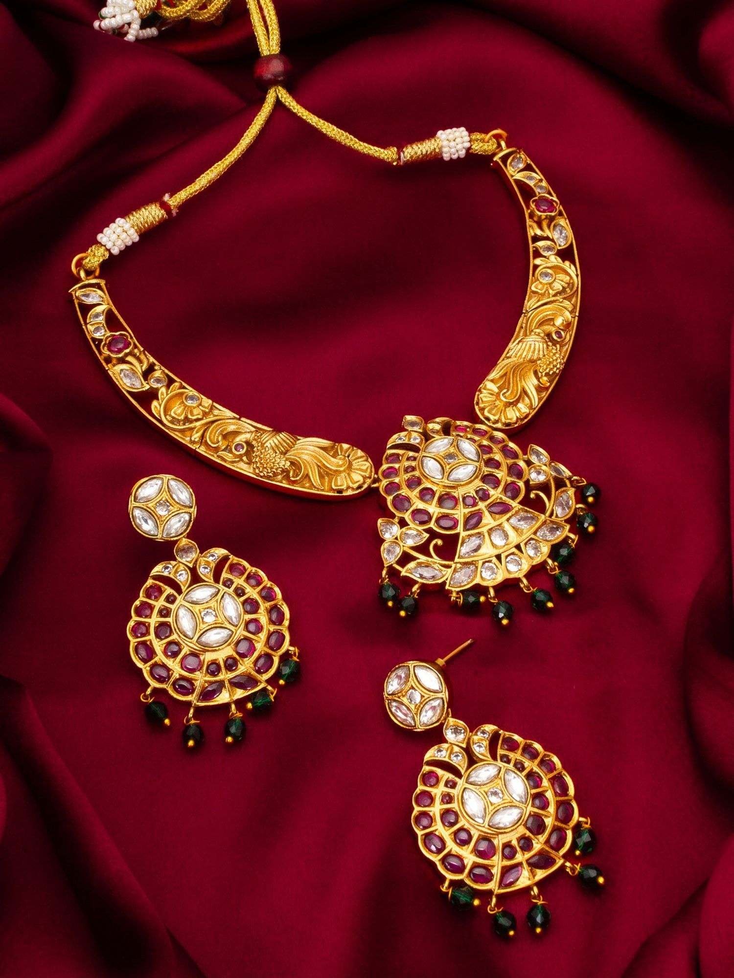 Morison Elegant Gold Necklace Set with Earrings  Celebrate Your Beauty