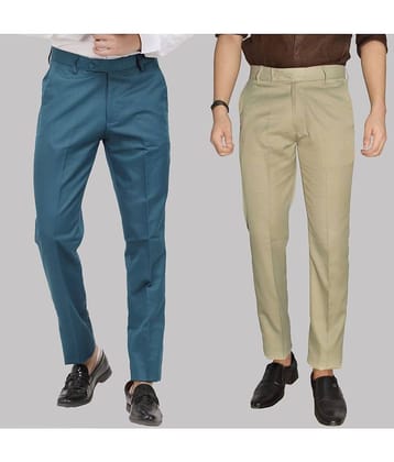Kundan - Multicolor Cotton Blend Regular - Fit Men's Formal Pants ( Pack of 2 )