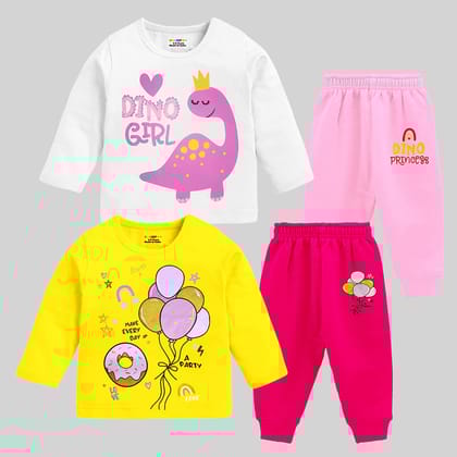 KUCHIPOO Baby Girls T-Shirts and Pyjamas Set-3-6 months