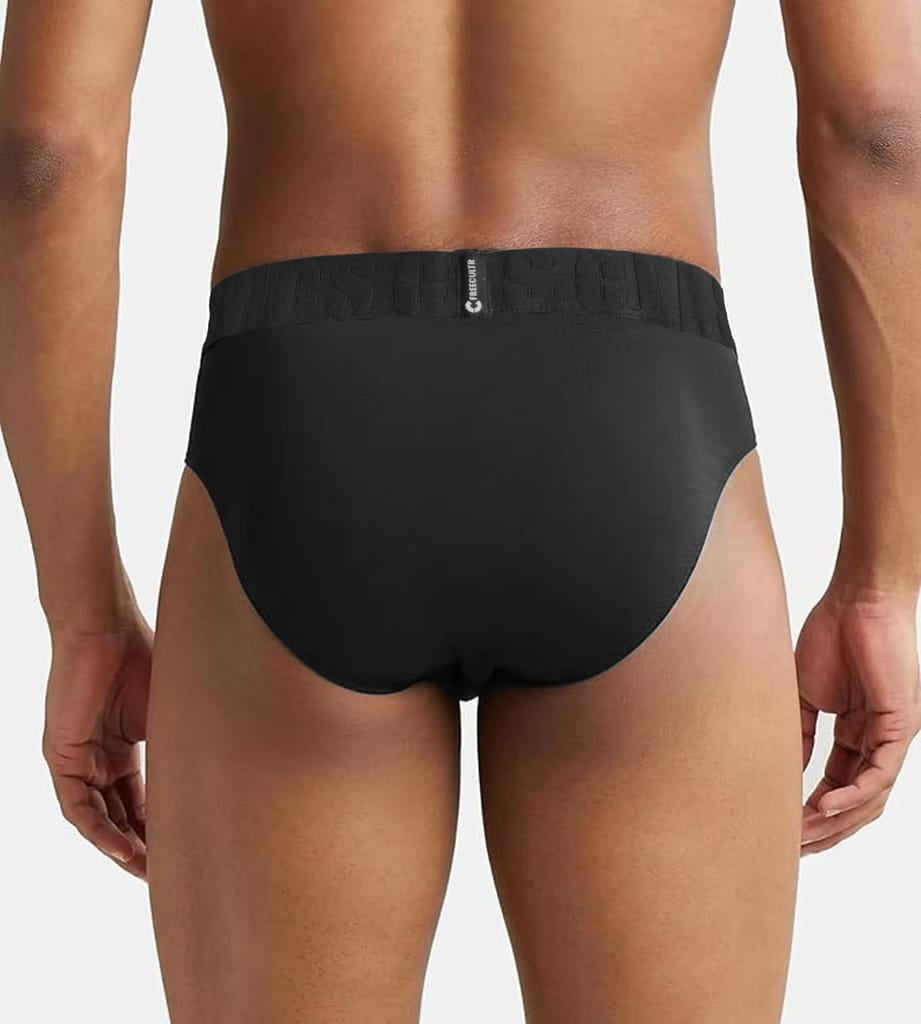 FREECULTR Men's Underwear | Micromodal Elastane Stretch Solid Brief with Ultrasoft Classic Waistband Black-L
