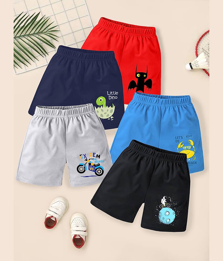 Kuchipoo Pack of 5 Cotton Blend Shorts For Boys ( Multi Color )