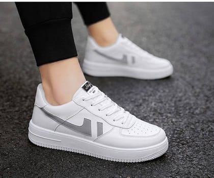 Mens Casual Synthetic Solid Lace-Up Shoes Size 8 (White)