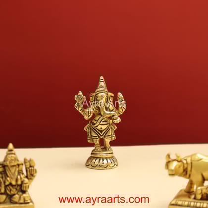 Handmade Brass Standing Ganesha Statue - 3 Inch Height Handmade Brass Standing Ganesha Statue - 3 Inch Height