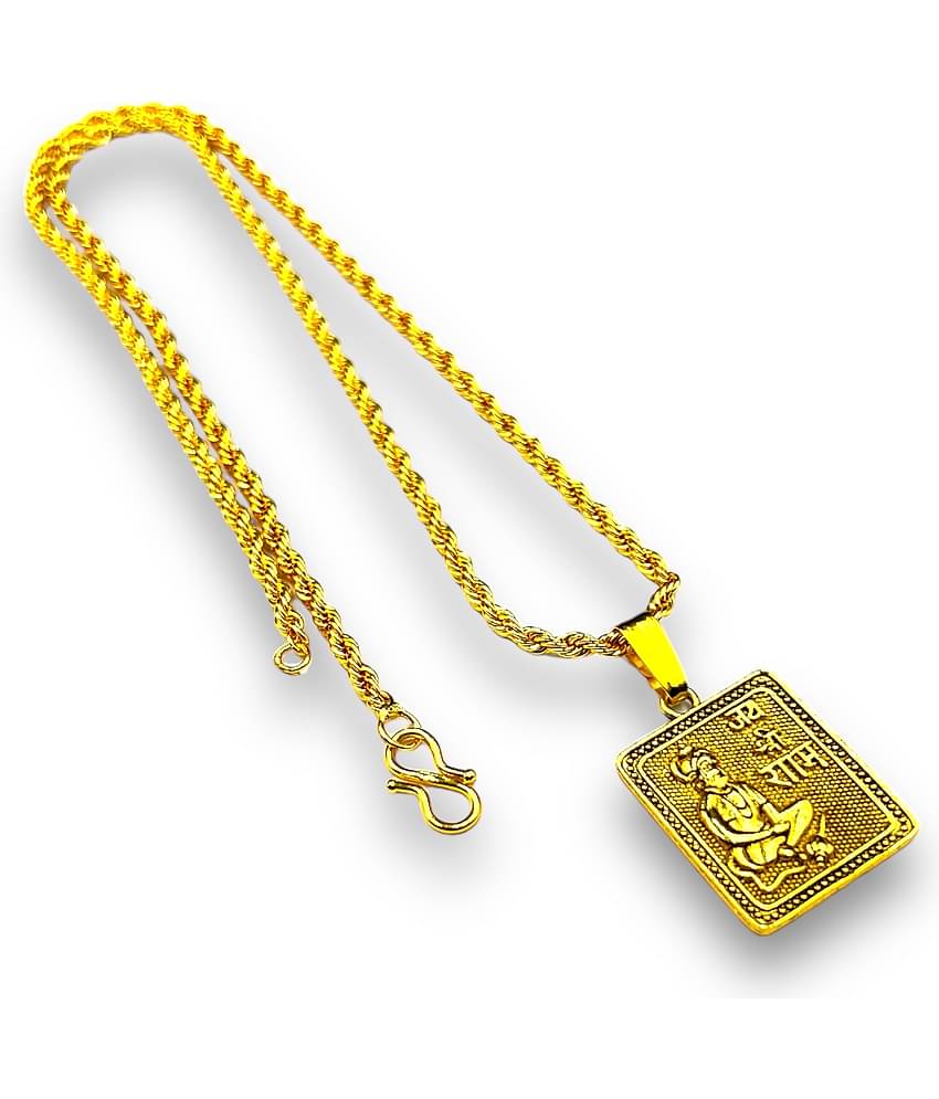 Charms Gold Religious Pendant With Chain ( Pack of 1 )