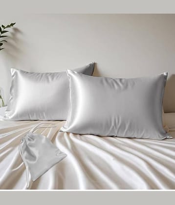 Finesse Decor - Pack of 2 Satin Solid King Size Pillow Cover ( 71.12 cm(28) x 45.72 cm(18) ) - Pink