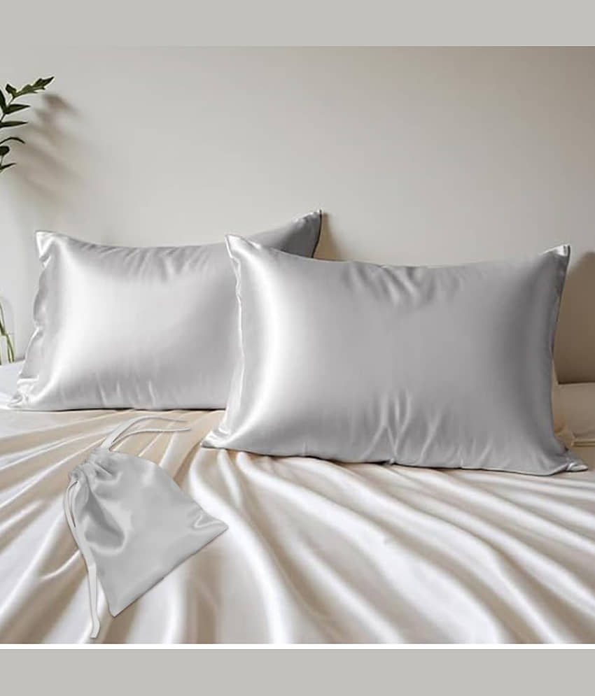 Finesse Decor - Pack of 2 Satin Solid King Size Pillow Cover ( 71.12 cm(28) x 45.72 cm(18) ) - Pink