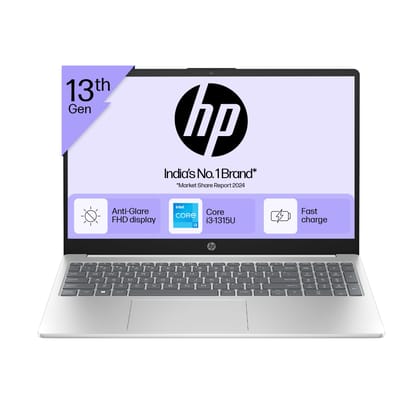 HP Laptop 15, 13th Gen Intel Core i3-1315U, 15.6-inch (39.6 cm), FHD, 8GB DDR4, 512GB SSD, Intel UHD Graphics, 1080p FHD Camera w/Privacy Shutter, Dual Speakers (Win 11, White, 1.6 kg), FD0129TU HP Laptop 15, 13th Gen Intel Core i3-1315U, 15.6-inch (39.6