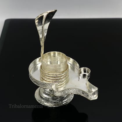 Pure 925 solid sterling silver lord shiva lingam stand/jalheri, use for put/hold shiva lingam in home temple, Shiva Vratam puja art su361