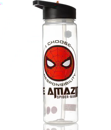 Gluman - Disney Spiderman Ninos Spout Transparent School Water Bottle 700 mL ( Set of 1 )