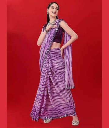 BLEESBURY Georgette Dyed Saree With Unstitched Blouse Piece ( Purple )