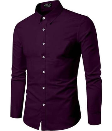 Eviqe Cotton Blend Regular Fit Solids Full Sleeves Men's Casual Shirt - Purple ( Pack of 1 )