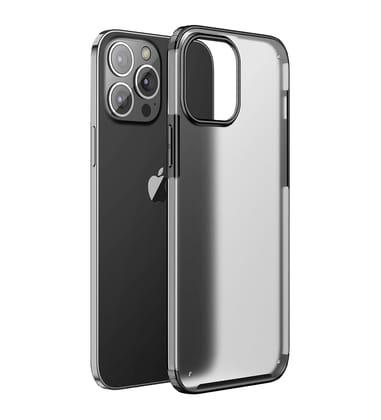 Rugged Frosted Semi Transparent PC Shock Proof Slim Back Cover for Apple iPhone 13 Pro Max, 6.7 inch, Black