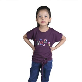 Kid Kupboard Cotton Girls Top, Purple, Half-Sleeves, 5-6 Years KIDS7220