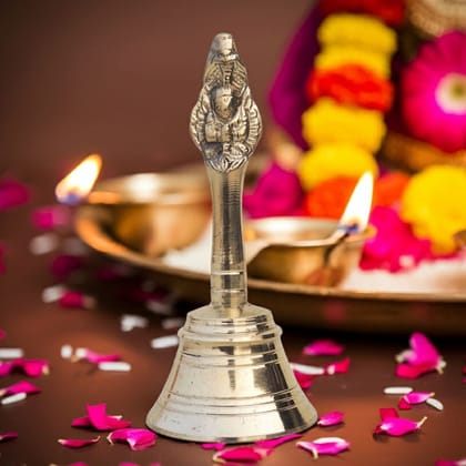 Brass Pooja Hand Bell, Garun Ghanti, Height : 4.5 Inch (FMAS676 C)