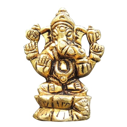Brass Showpiece Ganesh Ji God Idol Statue, Height : 2.2 Inch (BSMAS1474 G)