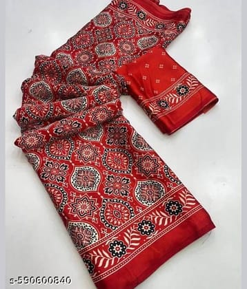 JIHANA FAB Georgette Printed Banarasi saree With Unstitched Blouse Piece ( Multicolor )