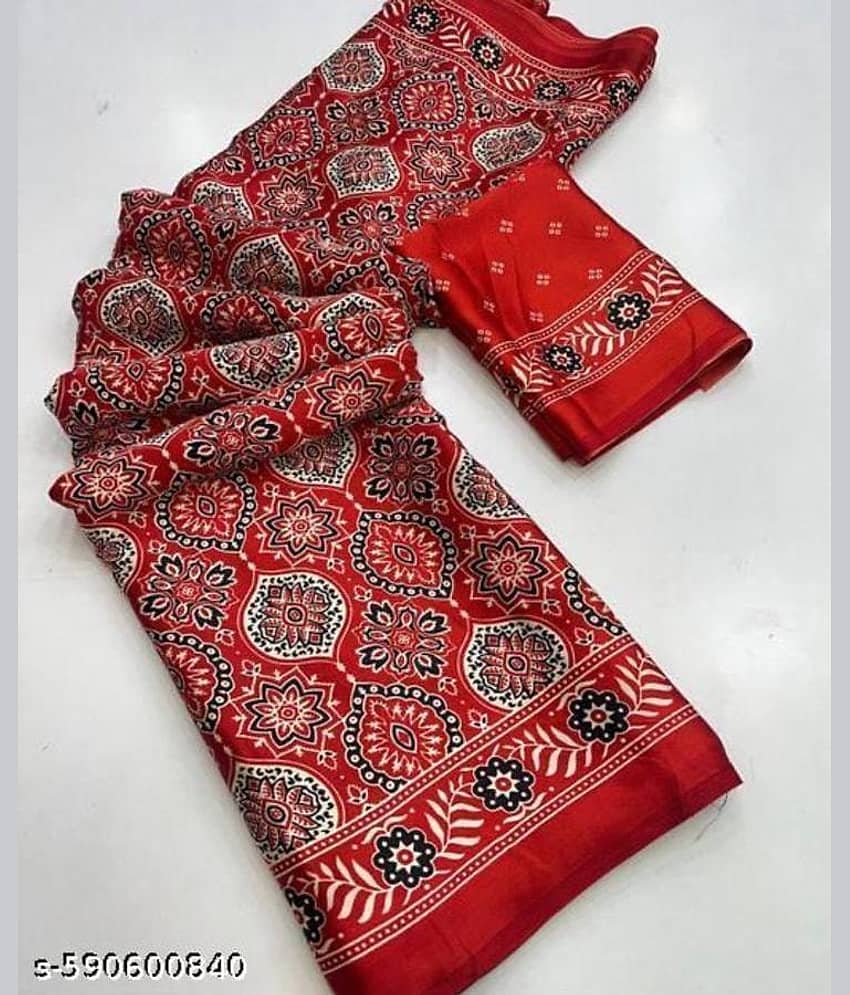 JIHANA FAB Georgette Printed Banarasi saree With Unstitched Blouse Piece ( Multicolor )