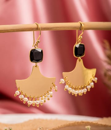 Gold Plated Chandbali Earrings-Brass with gold