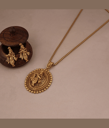 PUJVI Golden Pendant set ( Pack of 1 )