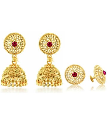 Vighnaharta Traditional South Screw Back Alloy Gold Plated Jhumki and Stud Earring Combo set for Women and Girls