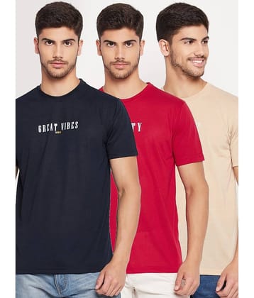 UBX Pack of 3 Cotton Blend Regular Fit Men's T-Shirt ( Pink )