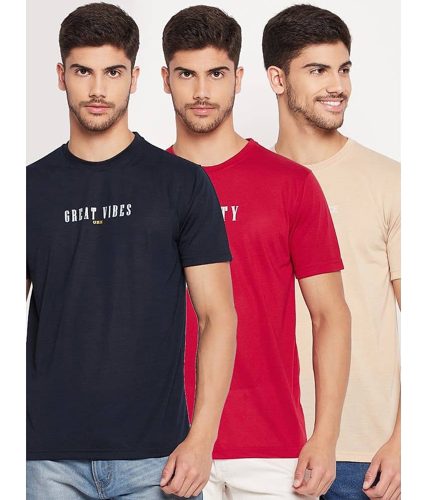 UBX Pack of 3 Cotton Blend Regular Fit Men's T-Shirt ( Pink )