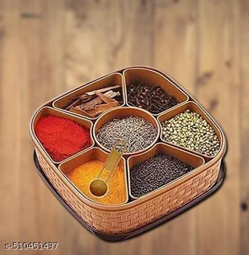 7 in 1 Fridge Storage Pickle, Masala and Spice Box (Brown)