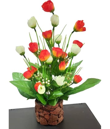 BAARIG - Orange Rose Artificial Flower ( Pack of 1 )