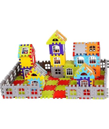 NCMART 108 Pcs House Building Blocks with Attractive Windows Set Educational Construction Toy Puzzles Activity Game for Kids,Boys,Girls,Children for 2,3,4,5,7+ Years (House Building Blocks) (Set of 1)