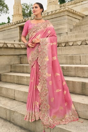 Pink Woven Banarasi Saree