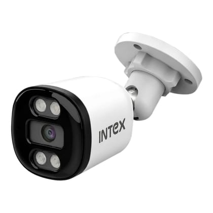 Intex AHD Bullet 5MP CCTV Security Camera with Built-in Mic | Full HD Outdoor Surveillance Camera | Wide Angle View | Night Vision Warm Light | Support All DVR | White