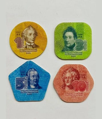 Hop n Shop - Rare Transnistria plastic coins Set of 4 4 Numismatic Coins