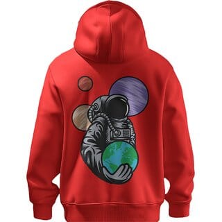 BULL CLOTHING Stylish Astronaut Printed Red Hoodie for Men  Made with 60 Cotton 40 Poly Blend (S)