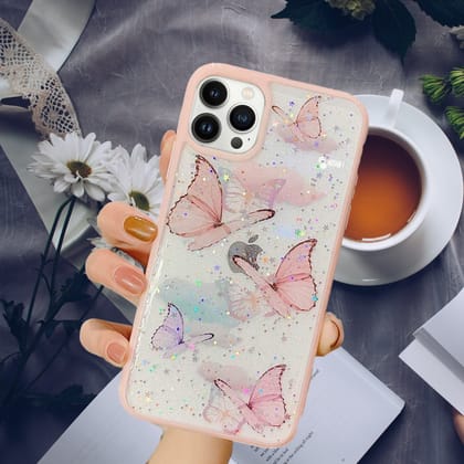 Butterfly Glitter Transparent Luxury Case-iPhone 12 Pro