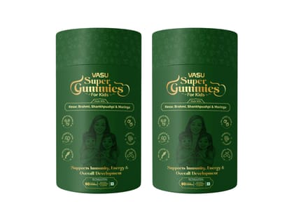 Vasu Super Gummies for Kids - Immunity, Energy & Growth Support, Natural Strawberry (60x2 Gummies)